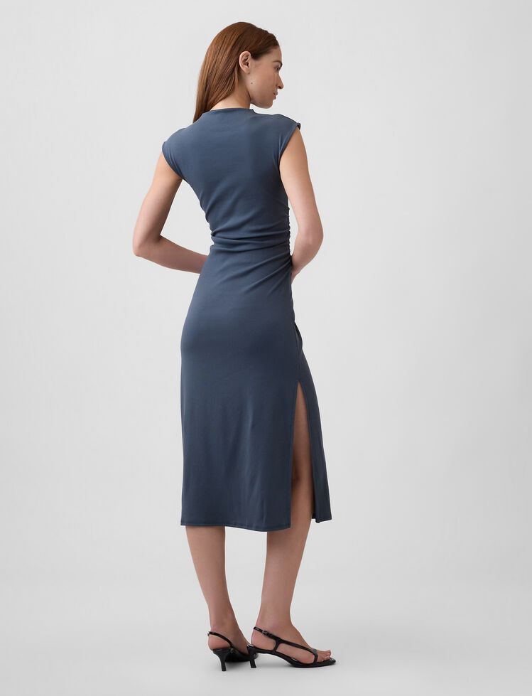 Modern Ribbed Sleeveless Mockneck Midi Dress gap modern ribbed sleeveless mockneck midi dress