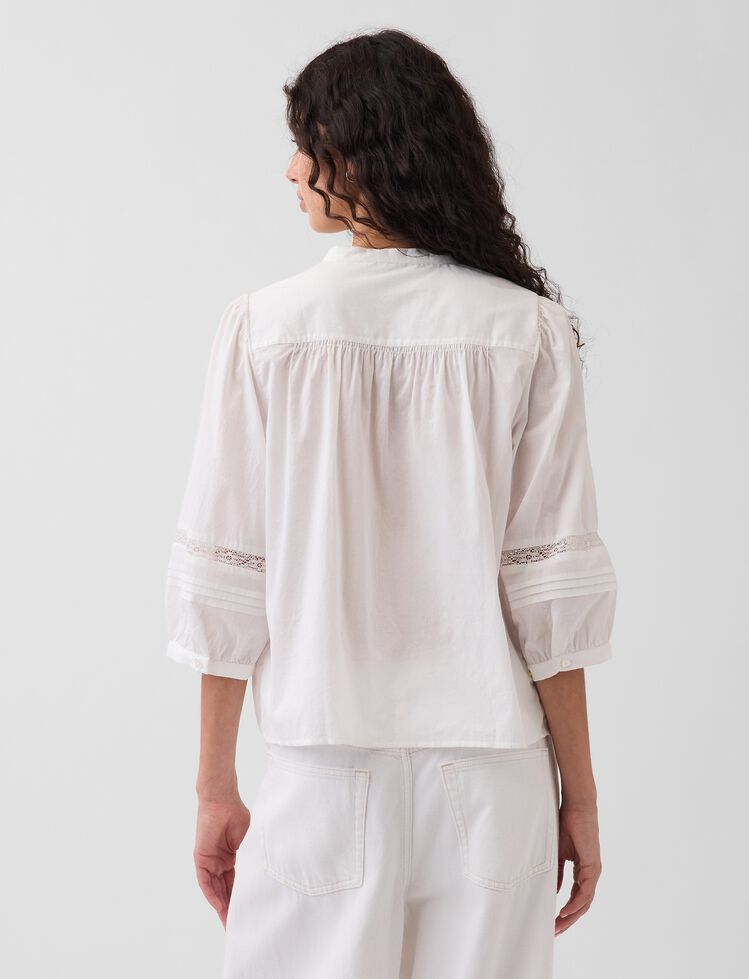 Lace-Trim Button-Front Swing Top gap lace trim button front swing top
