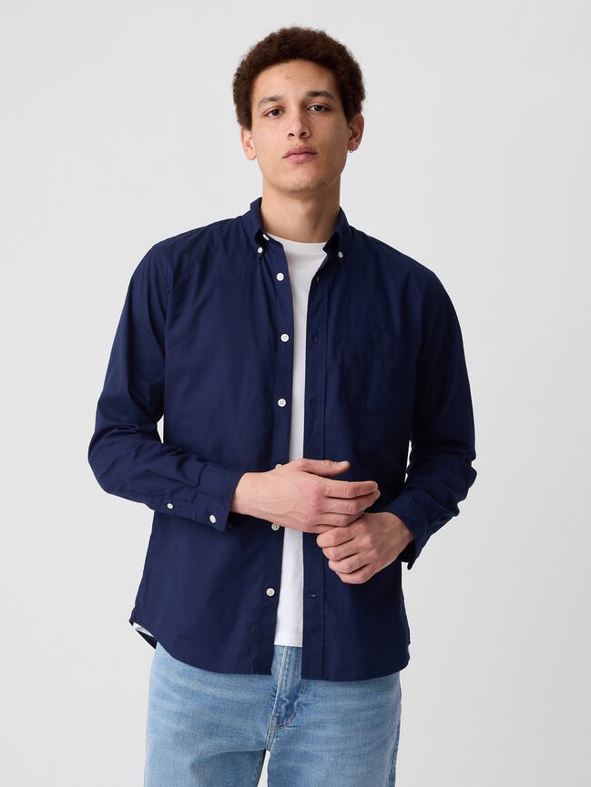 Stretch Poplin Shirt in Slim Fit gap stretch poplin shirt in slim fit