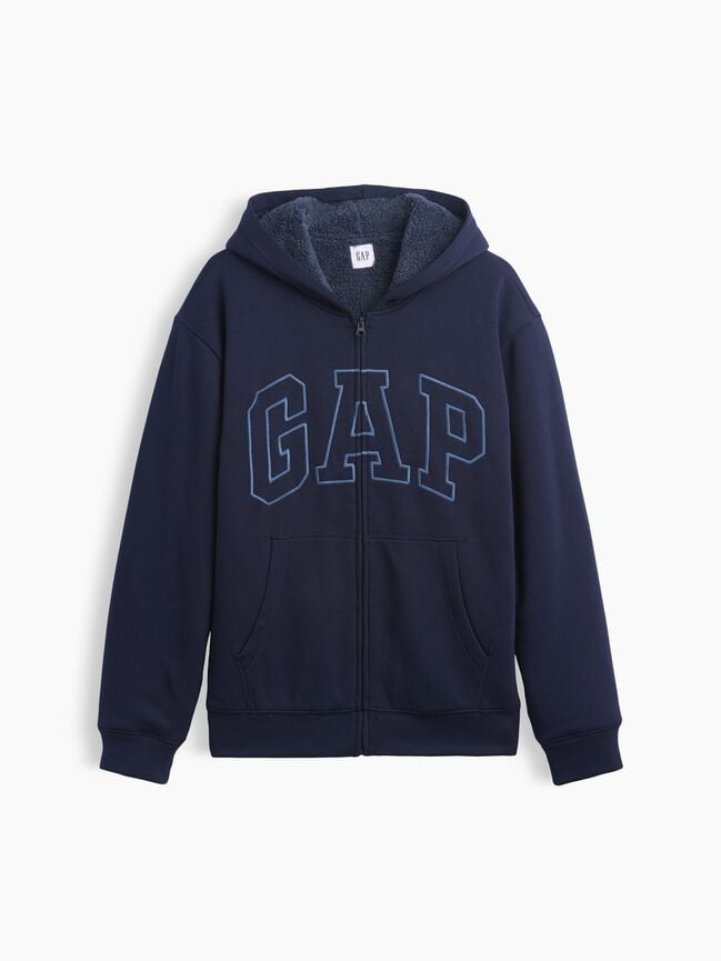 Relaxed Gap Logo Sherpa-Lined Zip Hoodie relaxed gap logo sherpa lined zip hoodie