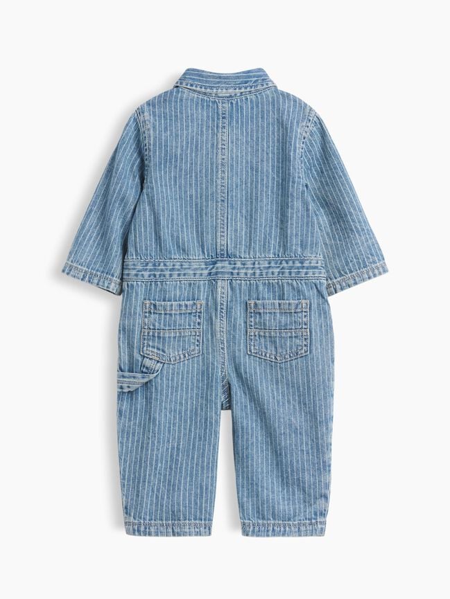 Baby Denim Stripe Utility One-Piece gap baby denim stripe utility one piece