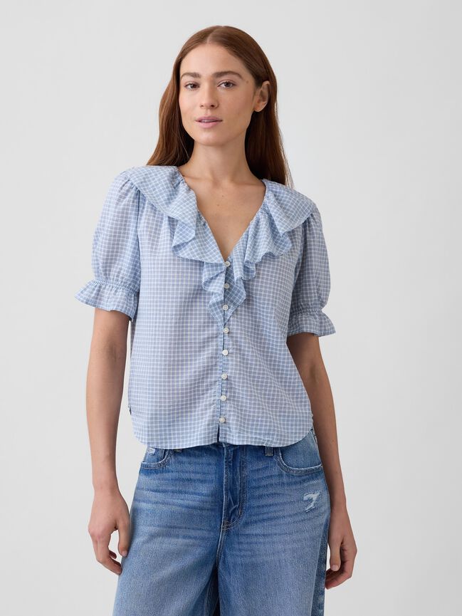 Relaxed V-Neck Ruffle Top gap relaxed v neck ruffle top