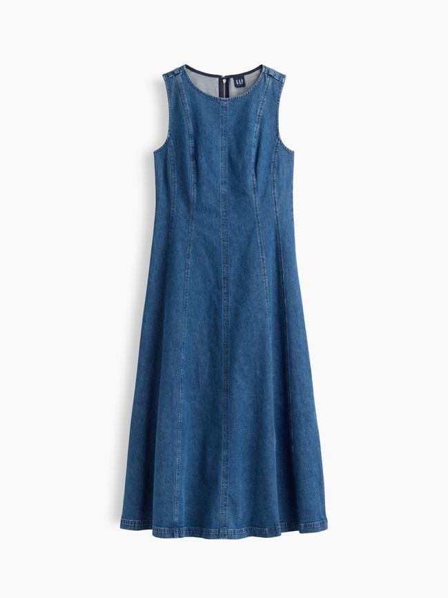 Seamed Denim Maxi Dress gap seamed denim maxi dress