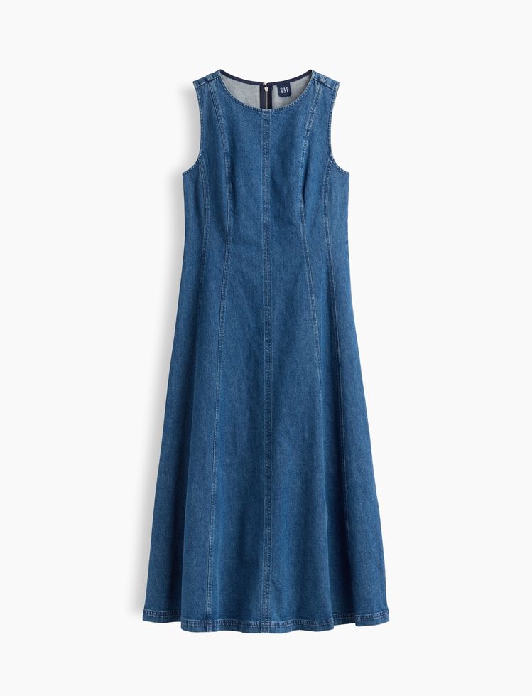 Seamed Denim Maxi Dress gap seamed denim maxi dress