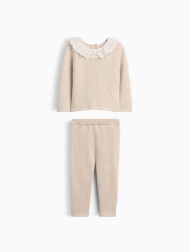 Baby Eyelet Ruffle Collar Sweater Set gap baby eyelet ruffle collar sweater set