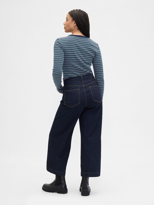 High Rise Wide-Leg Crop Jeans gap high rise wide leg crop jeans