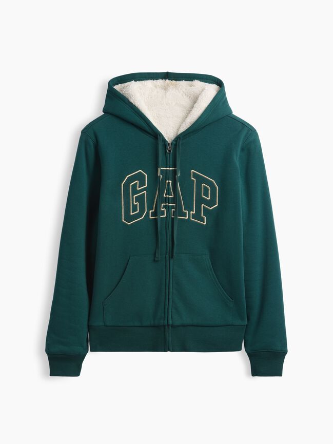 Relaxed Gap Logo Sherpa-Lined Zip Hoodie relaxed gap logo sherpa lined zip hoodie