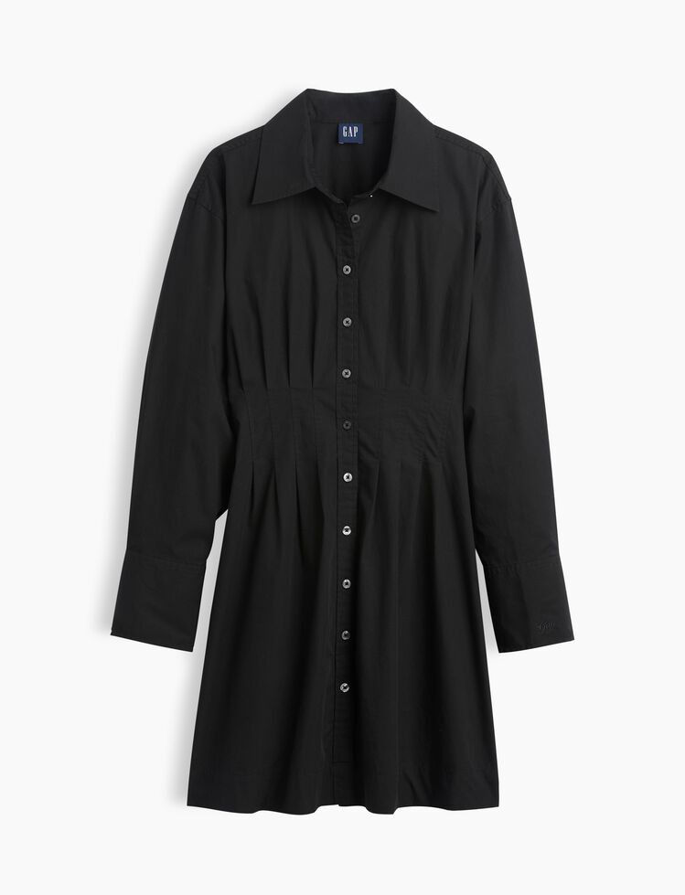 Organic Cotton Pleated Mini Shirtdress gap organic cotton pleated mini shirtdress