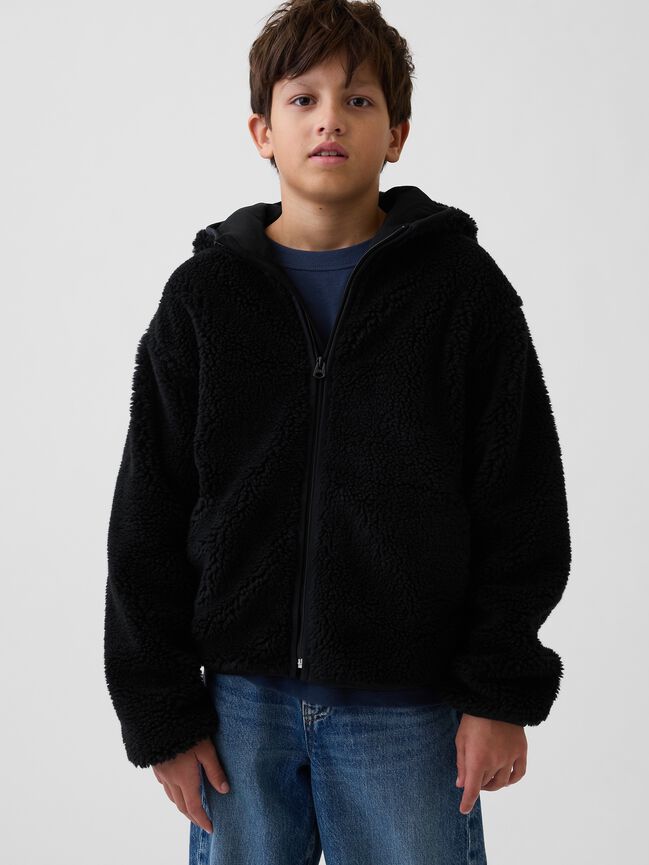Kids Sherpa Hooded Zip Jacket gap kids sherpa hooded zip jacket