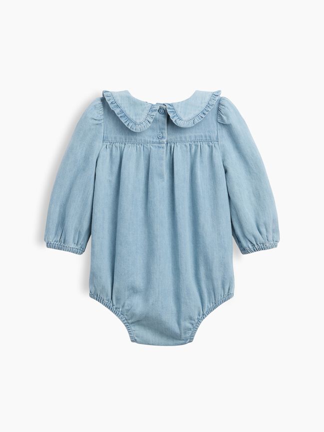 Baby Embroidered Denim Bubble Bodysuit gap baby embroidered denim bubble bodysuit