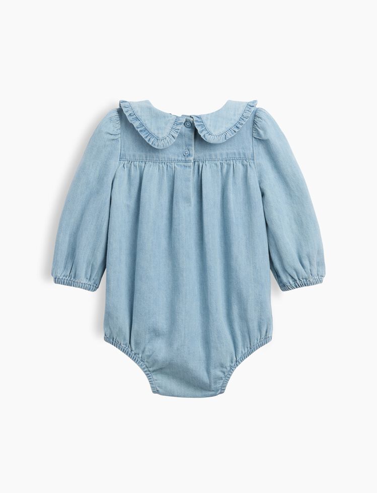 Baby Embroidered Denim Bubble Bodysuit gap baby embroidered denim bubble bodysuit