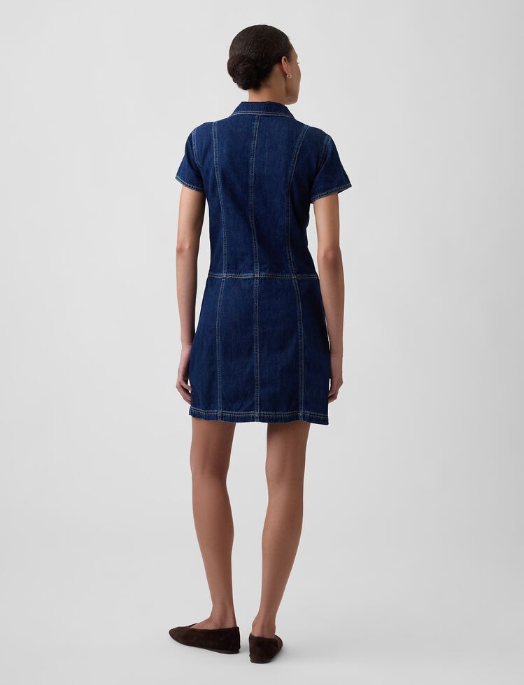 Denim Button-Front Mini Dress gap denim button front mini dress