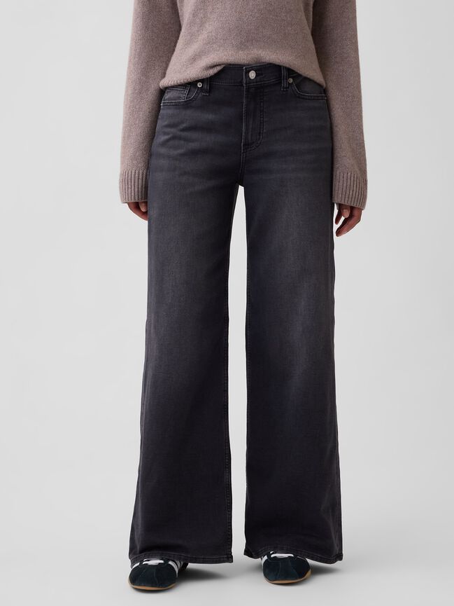 Mid Rise Wide-Leg Sweatpant Jeans gap mid rise wide leg sweatpant jeans