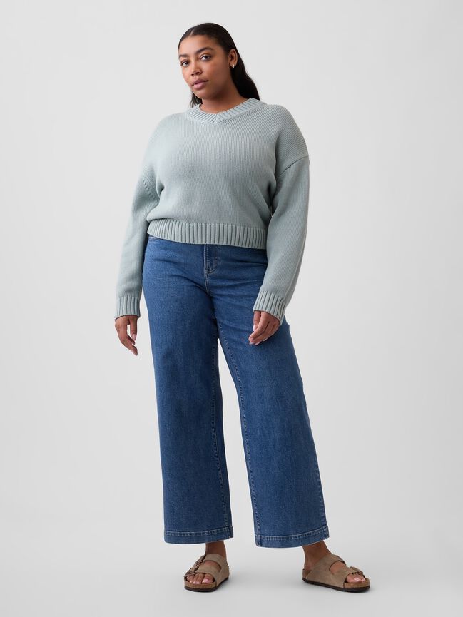 High Rise Wide-Leg Crop Jeans gap high rise wide leg crop jeans