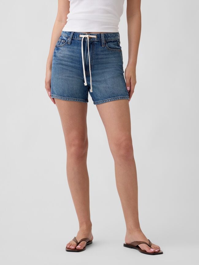 High Rise SuperSoft Drawstring Denim Shorts gap high rise supersoft drawstring denim shorts