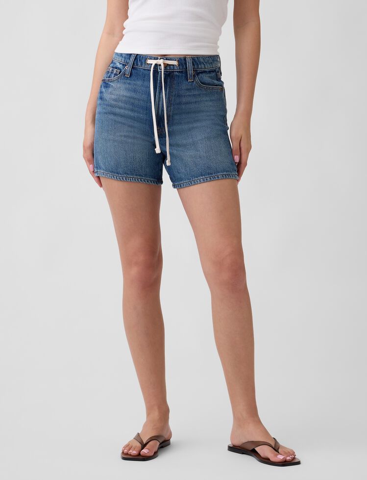 High Rise SuperSoft Drawstring Denim Shorts gap high rise supersoft drawstring denim shorts
