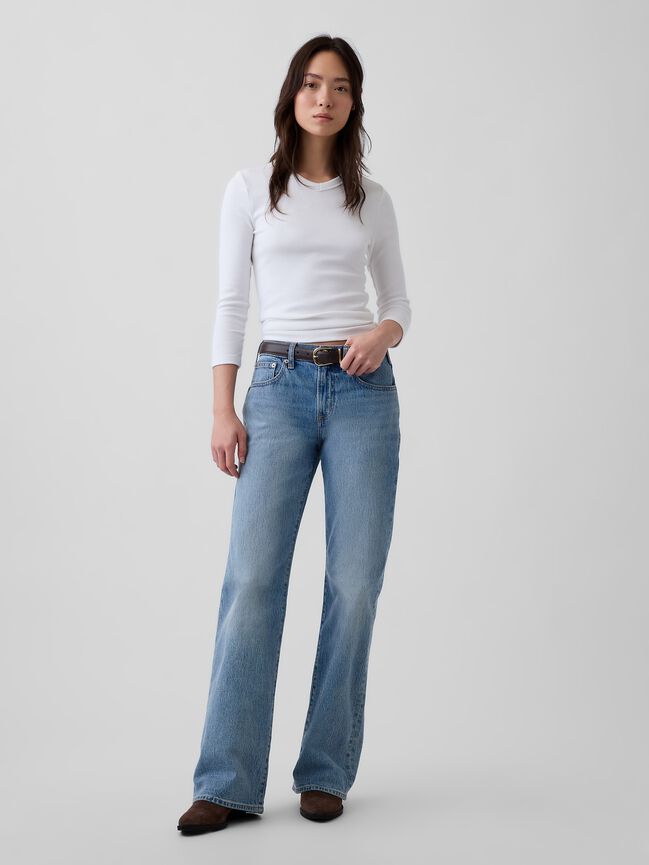 Mid Rise Relaxed Flare Jeans gap mid rise relaxed flare jeans