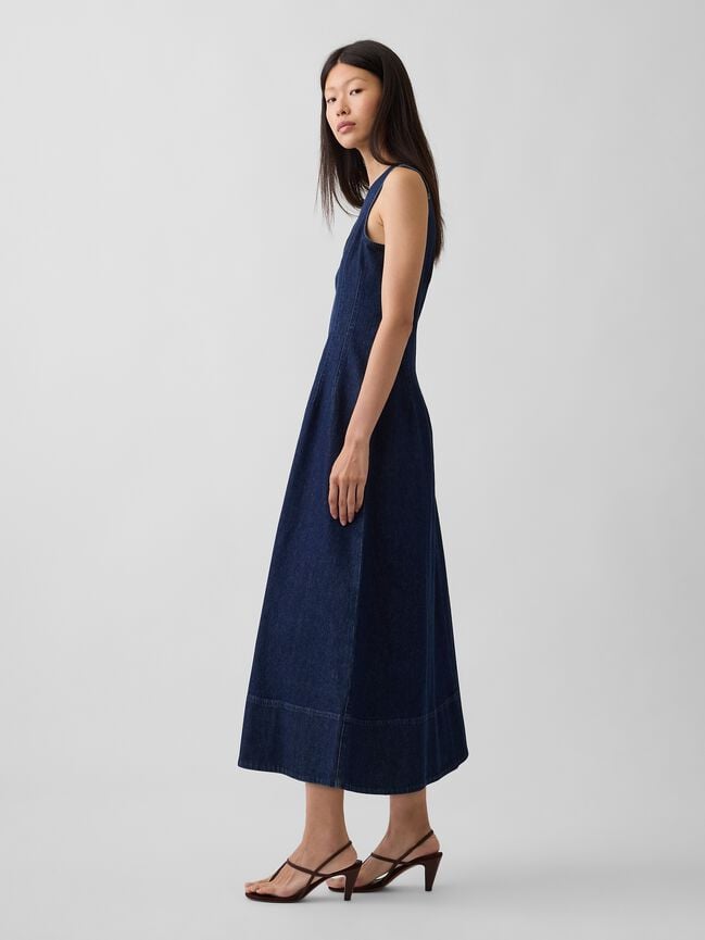 Denim V-Neck Maxi Dress gap denim v neck maxi dress