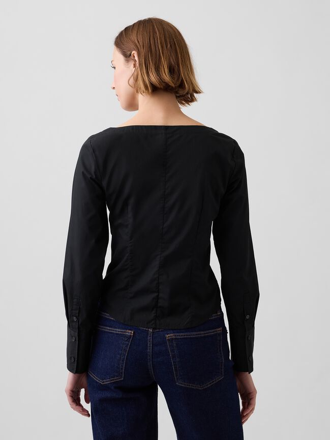 Organic Cotton Poplin Scoop Neck Top gap organic cotton poplin scoop neck top