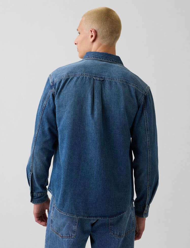 UltraSoft Denim Relaxed Utility Shirt gap ultrasoft denim relaxed utility shirt