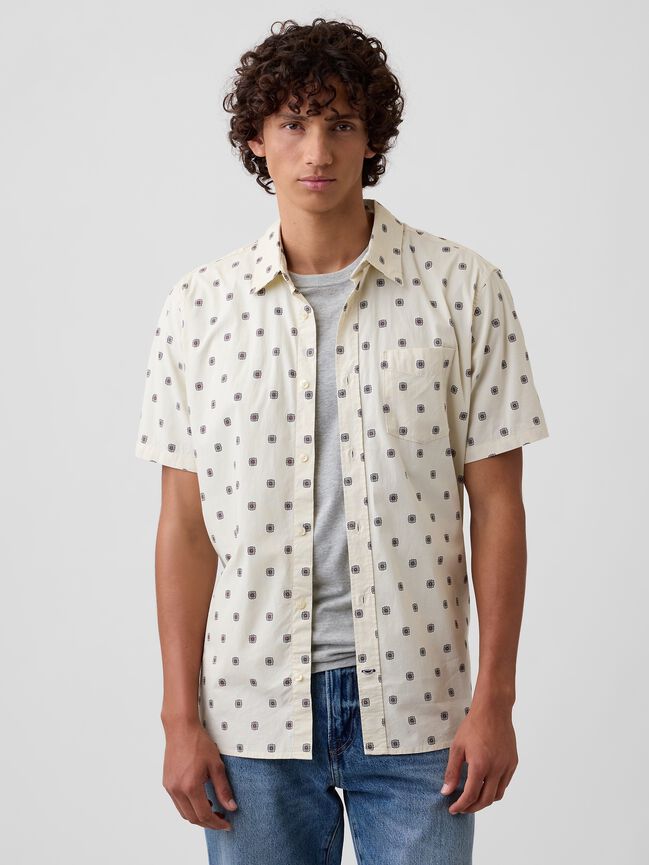 Stretch Poplin Shirt in Standard Fit gap stretch poplin shirt in standard fit