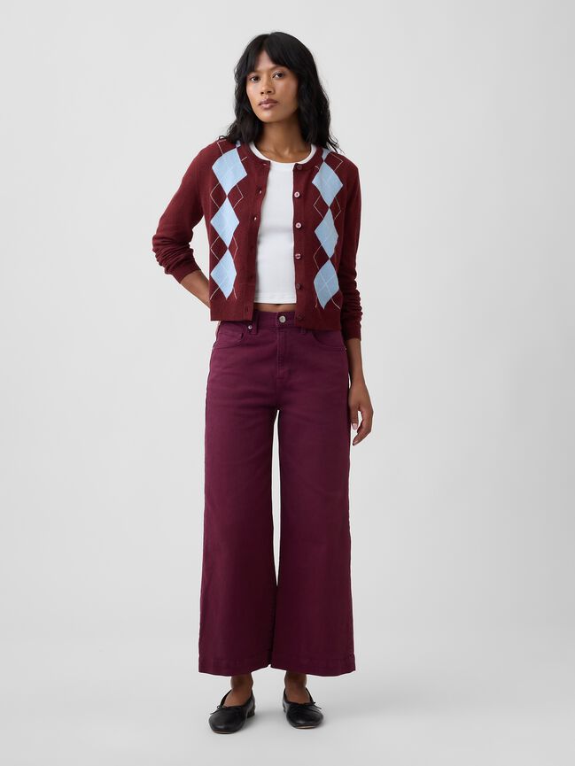 High Rise Wide-Leg Crop Jeans gap high rise wide leg crop jeans