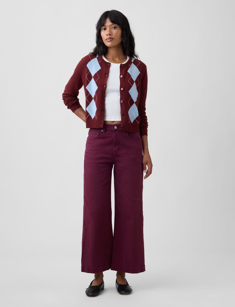 High Rise Wide-Leg Crop Jeans gap high rise wide leg crop jeans