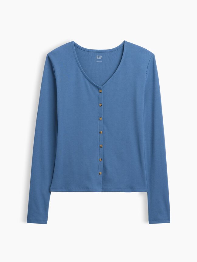 Fitted Ribbed V-Neck Top gap fitted ribbed v neck top