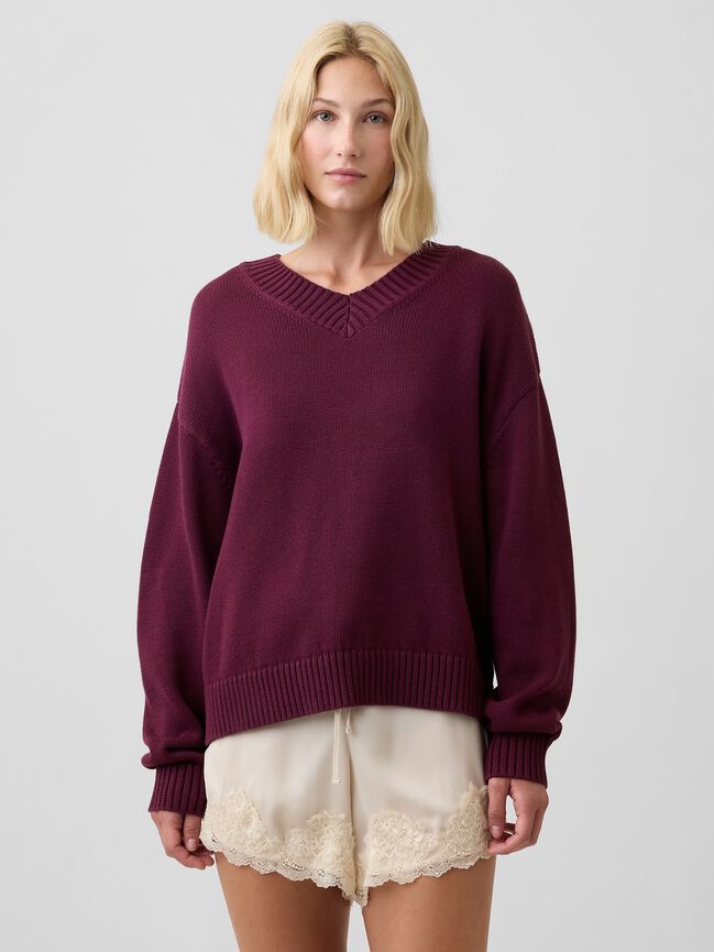 Oversized V-Neck Sweater gap oversized v neck sweater