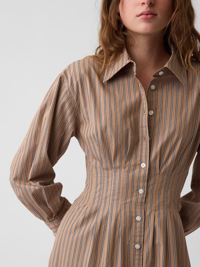 Organic Cotton Pleated Mini Shirtdress gap organic cotton pleated mini shirtdress