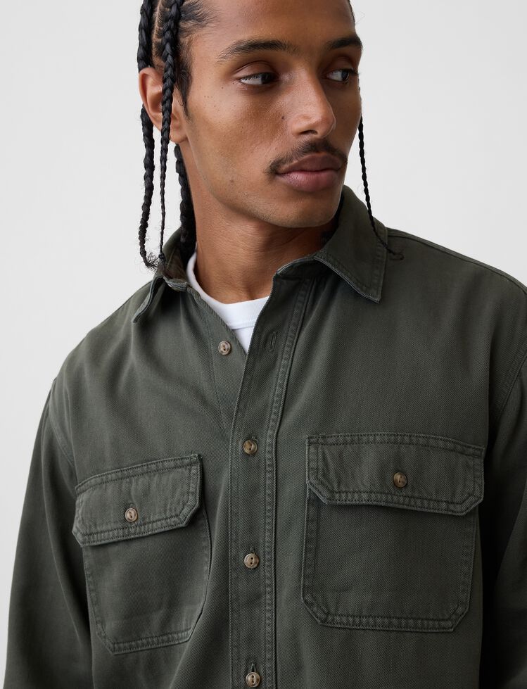 UltraSoft Denim Relaxed Utility Shirt gap ultrasoft denim relaxed utility shirt