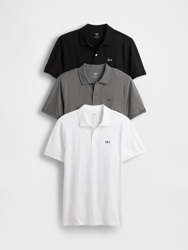Stretch Pique Polo Shirt (3-Pack) gap stretch pique polo shirt 3 pack