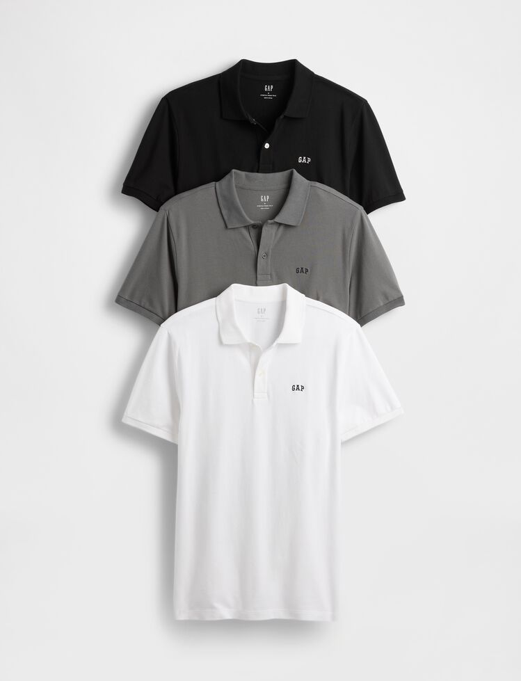 Stretch Pique Polo Shirt (3-Pack) gap stretch pique polo shirt 3 pack