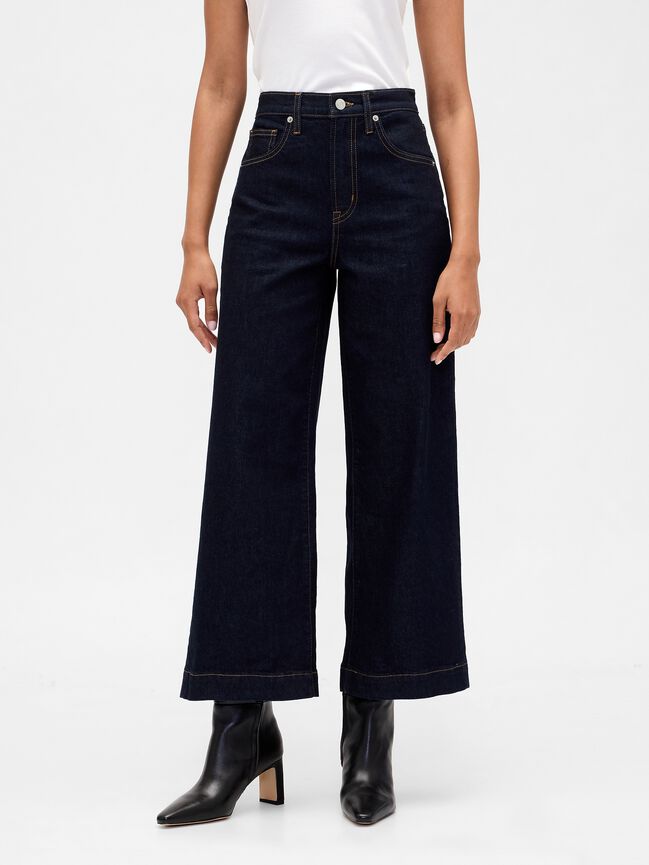 High Rise Wide-Leg Crop Jeans gap high rise wide leg crop jeans