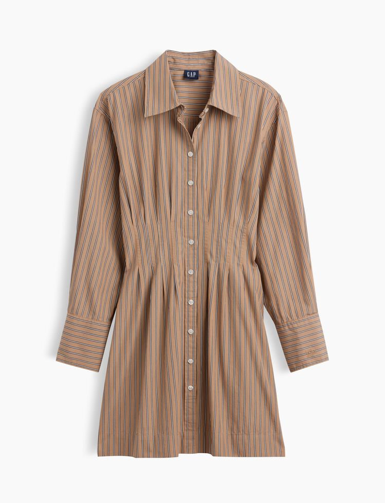 Organic Cotton Pleated Mini Shirtdress gap organic cotton pleated mini shirtdress
