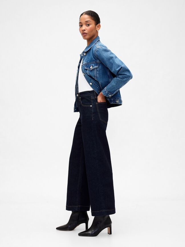 High Rise Wide-Leg Crop Jeans gap high rise wide leg crop jeans