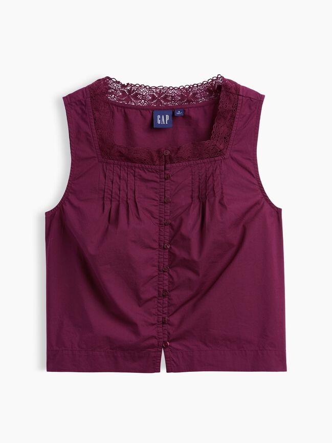 Poplin Pintuck Shell Top gap poplin pintuck shell top