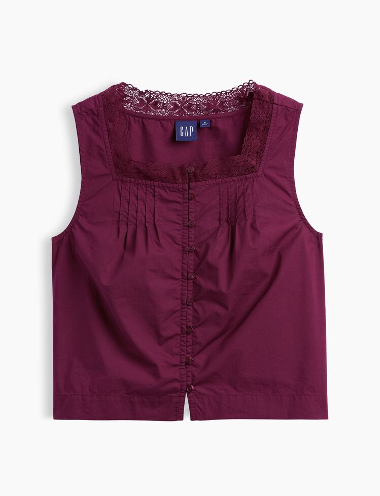 Poplin Pintuck Shell Top gap poplin pintuck shell top