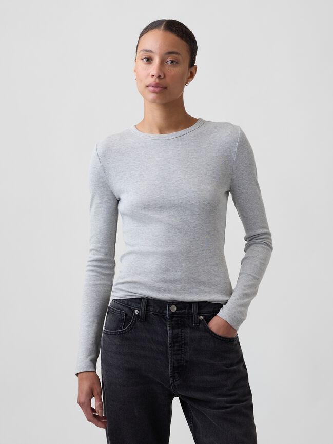 Modern Ribbed Crewneck T-Shirt gap modern ribbed crewneck t shirt