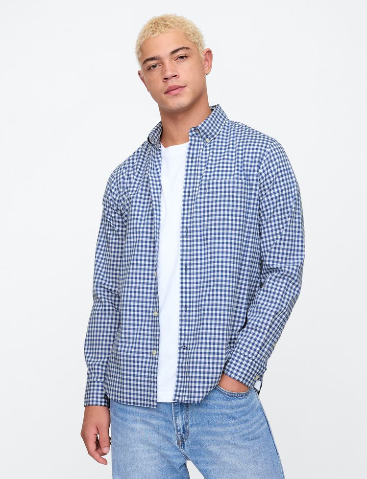 Stretch Poplin Shirt in Standard Fit gap stretch poplin shirt in standard fit