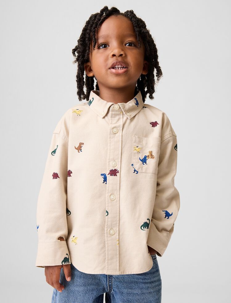 Baby & Toddler Print Oxford Big Shirt gap baby toddler print oxford big shirt