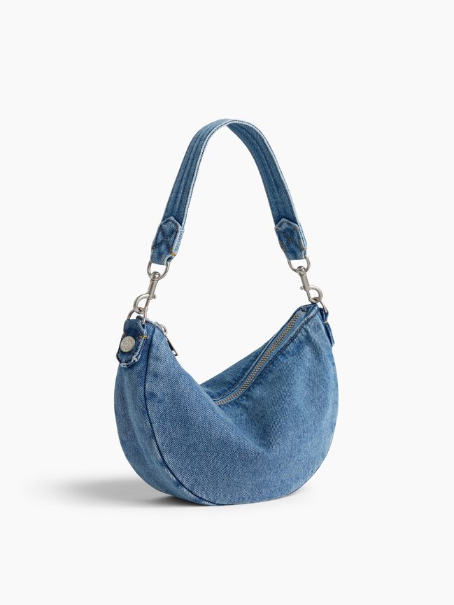 Small Denim Crescent Crossbody gap small denim crescent crossbody