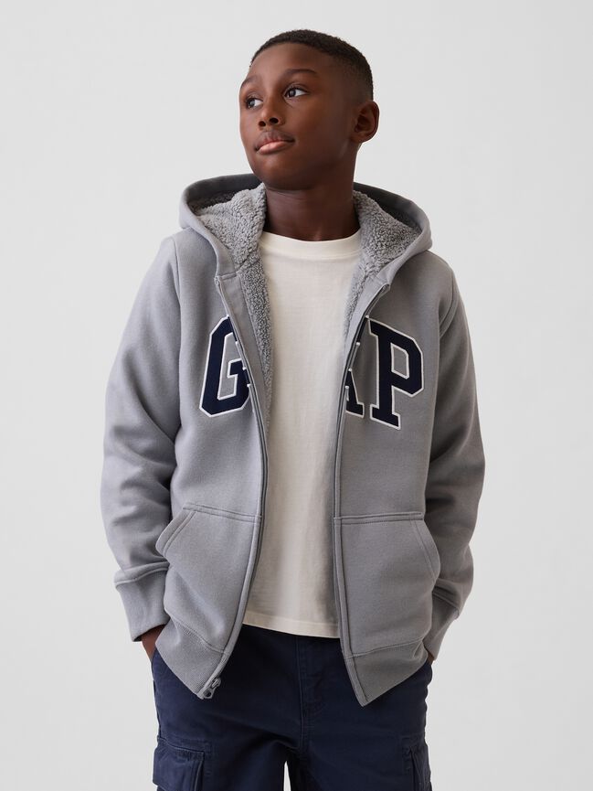 Kids Sherpa-Lined Zip Hoodie gap kids sherpa lined zip hoodie