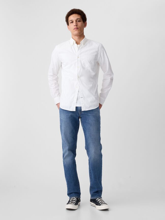 Stretch Poplin Shirt in Slim Fit gap stretch poplin shirt in slim fit