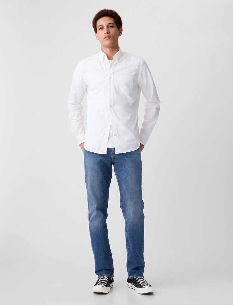 Stretch Poplin Shirt in Slim Fit gap stretch poplin shirt in slim fit