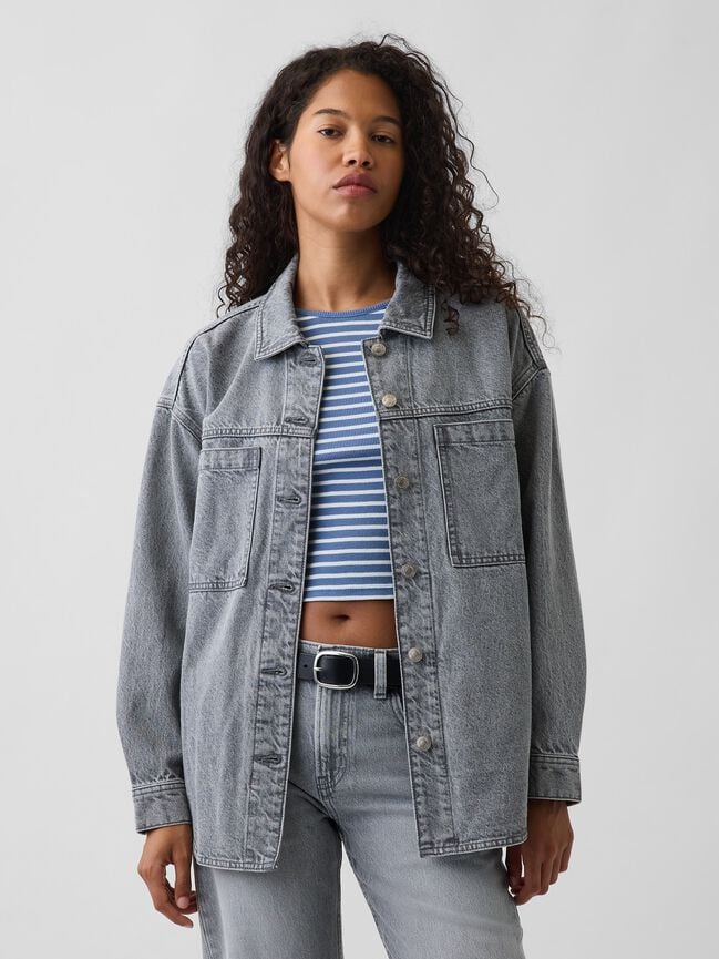 Denim Oversized Shirt Jacket gap denim oversized shirt jacket