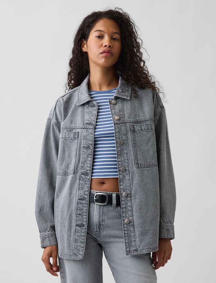 Denim Oversized Shirt Jacket gap denim oversized shirt jacket