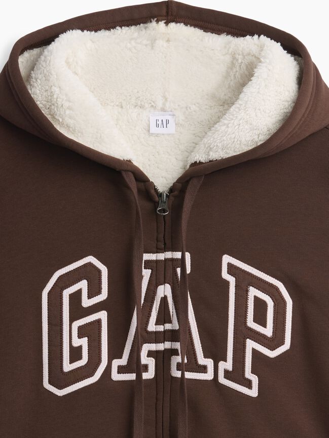 Relaxed Gap Logo Sherpa-Lined Zip Hoodie relaxed gap logo sherpa lined zip hoodie