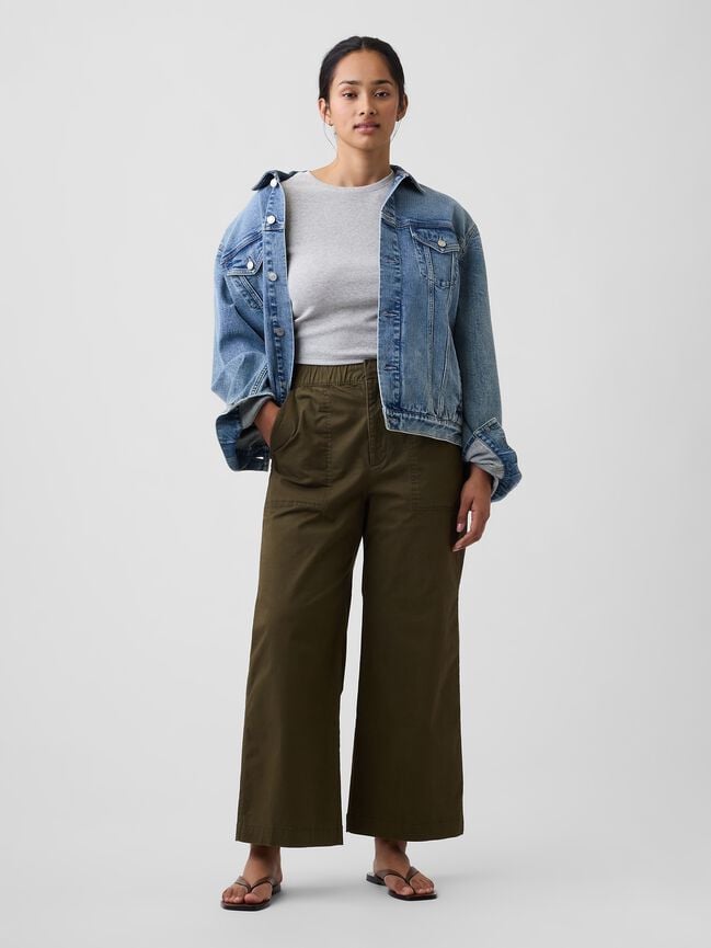 Mid Rise Wide-Leg Khakis gap mid rise wide leg khakis