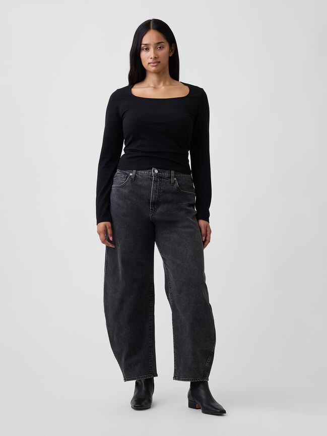 High Rise Barrel Jeans gap high rise barrel jeans